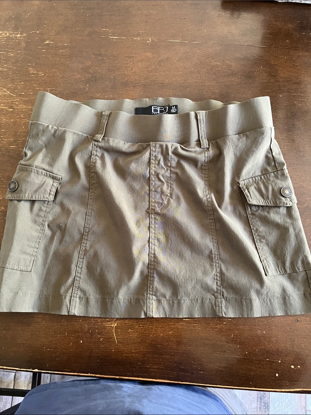 Olive Utility Mini Skirt with Stretch Waistband